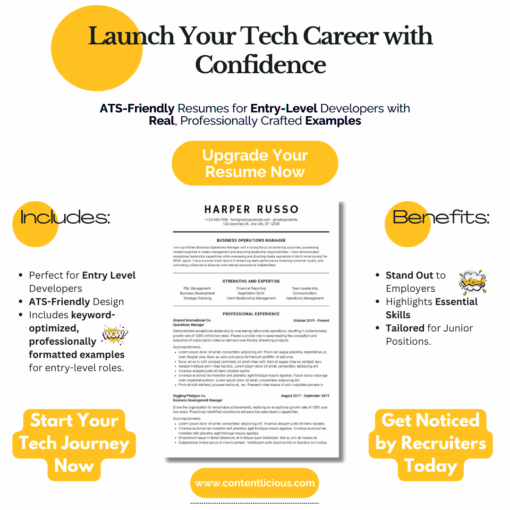 Winning Entry-Level Full Stack Developer Resume – ATS-Friendly ...