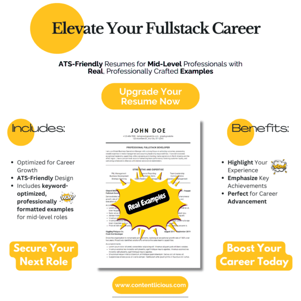 ATS-Friendly resume template for professional level full stack developer - cover-image introducing the benefits