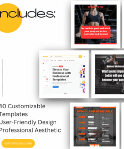 product image of Gym Features Instagram Post (40 templates) showing what is included