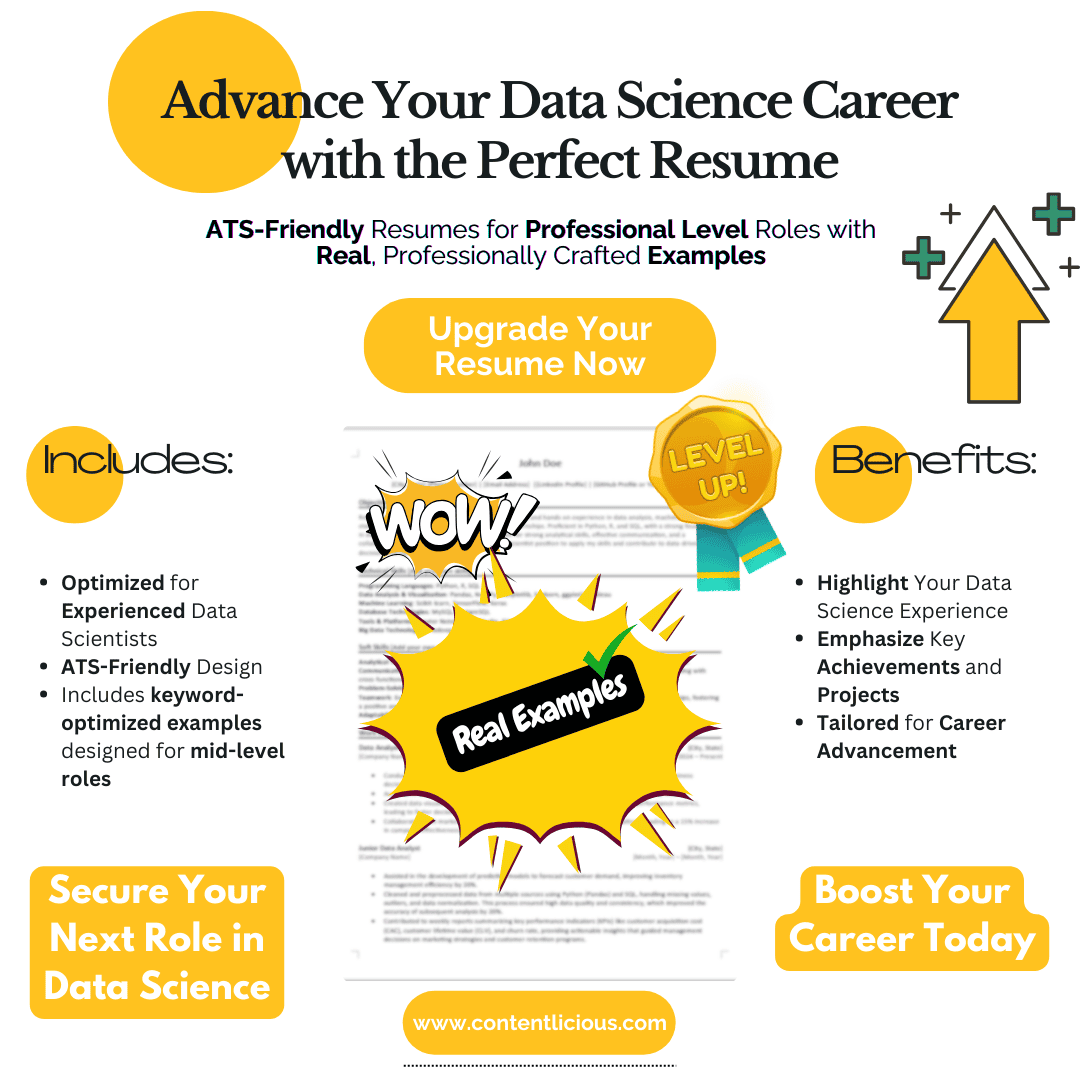 professional level data scientist resume template cover image showing the benefits