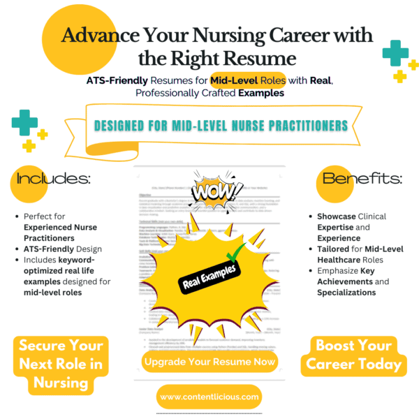 picture of professional nurse practitioner resume template showing benefits and what is included