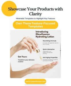 cover image of minimal product features Instagram posts templates showing a sample template