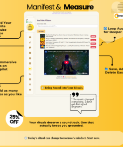 Manifestation Journal with YouTube video integration for sound-based rituals, focus enhancement, and immersive manifestation sessions
